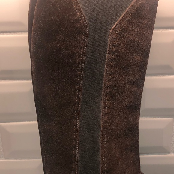 Yves Saint Laurent Brown Suede Riding Boot - Picture 2 of 7
